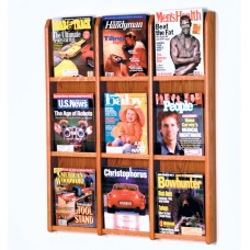 9 Pocket Divulge Oak & Acrylic Magazine Wall Rack