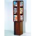 12 Magazine / 24 Brochure Rotating Floor Display Rack With Removable Inserts - Mahogany