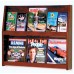 6 Magazine / 12 Brochure Slope Wall Mount Literature Display Rack - Mahogany