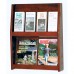 4 Magazine / 8 Brochure Slope Wall Mount Literature Display Rack - Mahogany