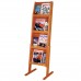 4 Magazine + 4 Brochure / 12 Brochure Slope Literature Display Floor Stand - Medium Oak