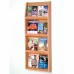 8 Magazine / 16 Brochure Slope Wall Mount Literature Display Rack - Light Oak