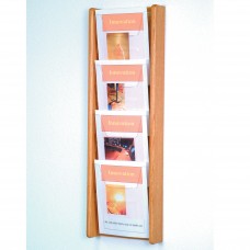 4 Pocket Vertical Stance Oak Magazine Wall Rack