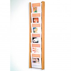 6 Pocket Vertical Stance Oak Magazine Wall Rack
