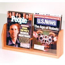 2 Pocket Oak Countertop Magazine Display Rack