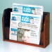 2 Pocket Oak Countertop Newspaper Display Rack - Mahogany