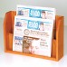 2 Pocket Oak Countertop Newspaper Display Rack - Medium Oak