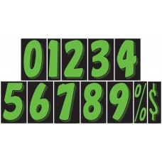 11-1/2" Fluorescent Chartreuse & Black Car Dealership Windshield Number Stickers (Package of 12)