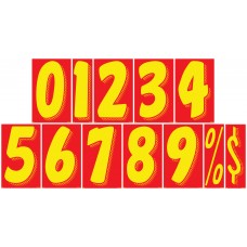 11-1/2" Red & Yellow Car Dealership Windshield Number Stickers (Package of 12)