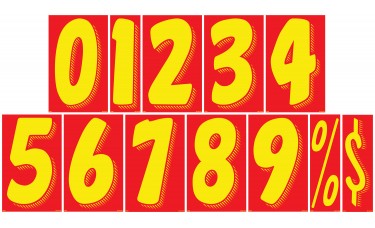 11-1/2" Red & Yellow Adhesive Windshield Numbers
