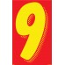 11-1/2" Red & Yellow Adhesive Windshield Numbers - 9
