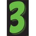 11-1/2" Fluorescent Chartreuse & Black Adhesive Windshield Numbers - 3