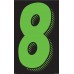 11-1/2" Fluorescent Chartreuse & Black Adhesive Windshield Numbers - 8