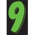 11-1/2" Fluorescent Chartreuse & Black Adhesive Windshield Numbers - 9