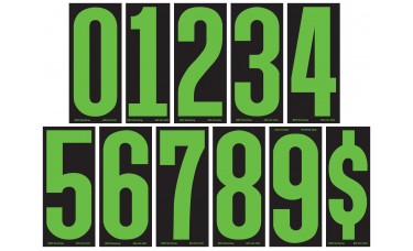 5-1/2" Fluorescent Chartreuse & Black Windshield Number Stickers (Package of 12)