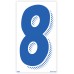 7-1/2" Blue & White Adhesive Windshield Numbers - 8