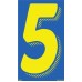 7-1/2" Blue & Yellow Adhesive Windshield Numbers - 5