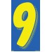 7-1/2" Blue & Yellow Adhesive Windshield Numbers - 9