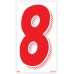 7-1/2" Red & White Adhesive Windshield Numbers - 8