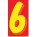 7-1/2" Red & Yellow Adhesive Windshield Numbers - 6