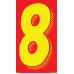 7-1/2" Red & Yellow Adhesive Windshield Numbers - 8