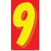 7-1/2" Red & Yellow Adhesive Windshield Numbers - 9