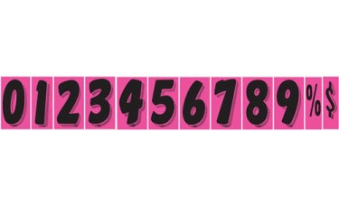 7-1/2" Fluorescent Hot Pink & Black Windshield Number Stickers (Package of 12)