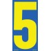 9-1/2" Blue & Yellow Adhesive Windshield Numbers - 5