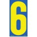 9-1/2" Blue & Yellow Adhesive Windshield Numbers - 6