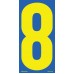 9-1/2" Blue & Yellow Adhesive Windshield Numbers - 8