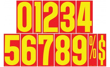 9-1/2" Red & Yellow Windshield Number Stickers (Package of 12)