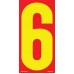 9-1/2" Red & Yellow Adhesive Windshield Numbers - 6