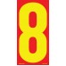 9-1/2" Red & Yellow Adhesive Windshield Numbers - 8
