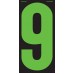 9-1/2" Fluorescent Chartreuse & Black Adhesive Windshield Numbers - 9