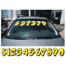 10" Yellow & Black Die-Cut Car Dealership Windshield Number Stickers (Package of 12)