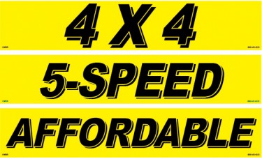 Yellow & Black Message Slogan Car Dealership Windshield Stickers (Package of 12)