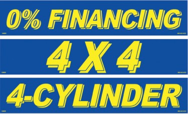 Blue & Yellow Message Slogan Car Dealership Windshield Stickers (Package of 12)