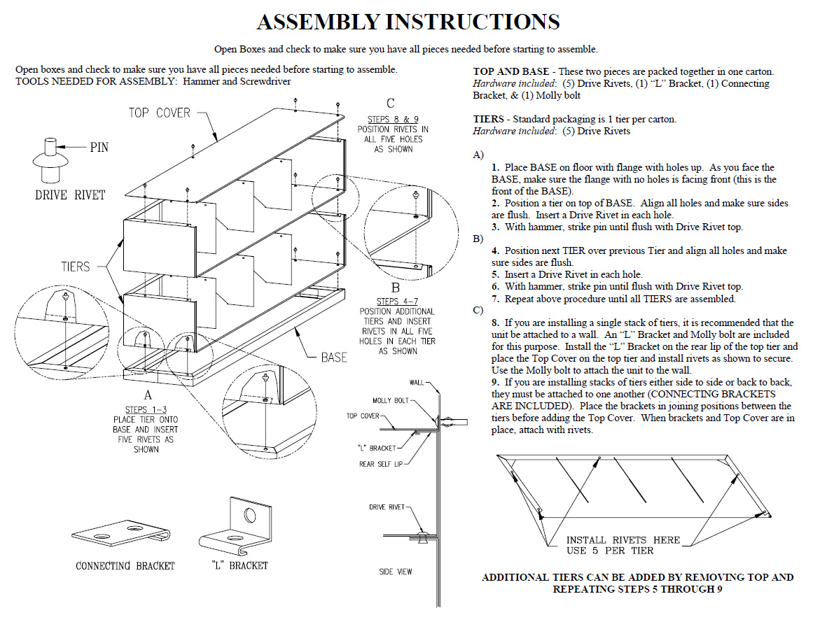 Slanted Shelving Cabinets Assembly Instructions