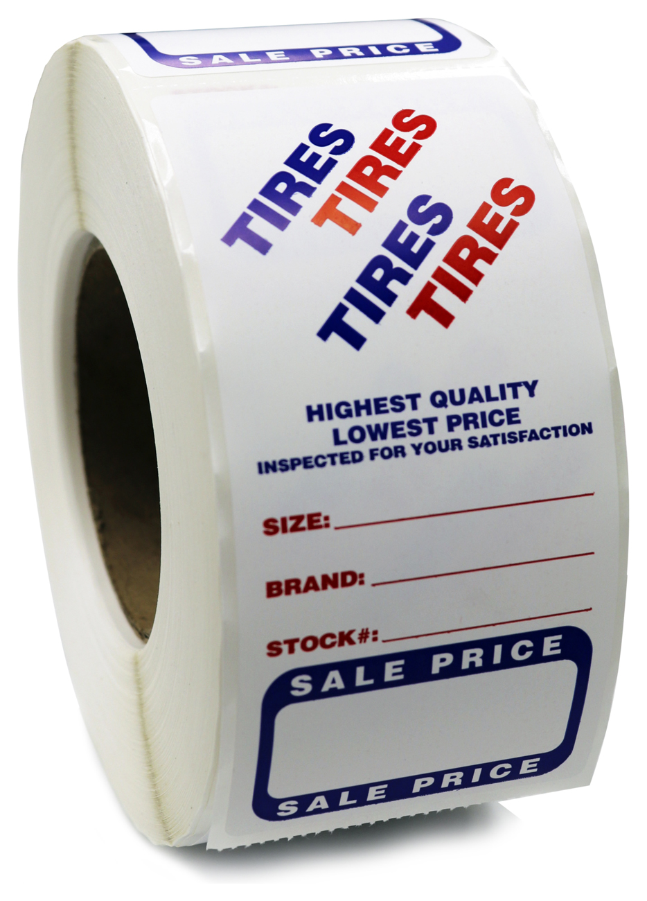 TLB 6" X 3" Write On White Tire Labels Roll of 500 