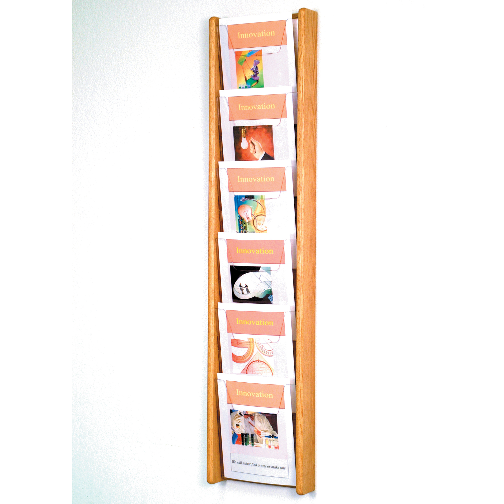 Pocket Vertical Stance Oak Magazine Wall Rack Wooden Mallet AC48-6