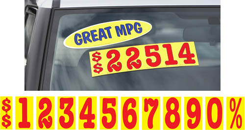Windshield Pricing Number Stickers for Car Dealerships
